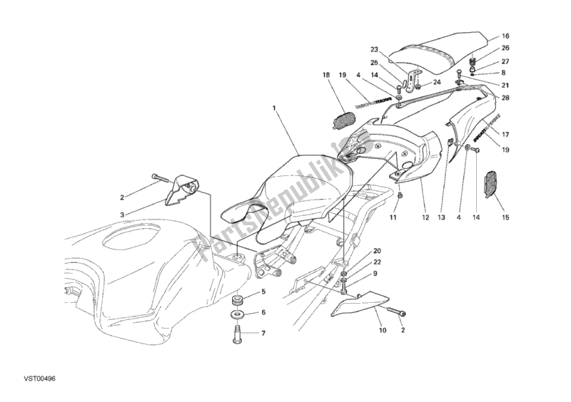Todas as partes de Assento do Ducati Superbike 749 Dark 2006
